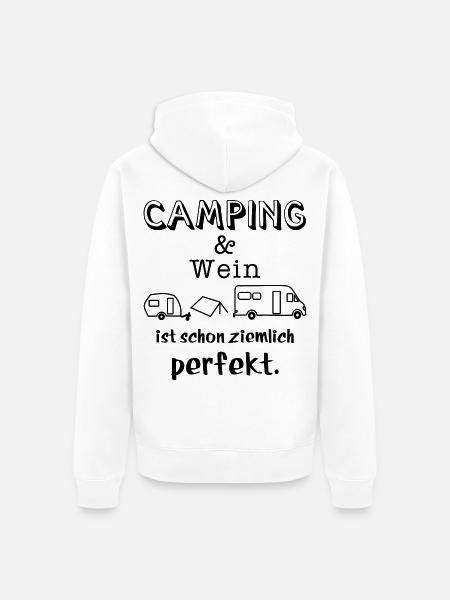 camping und wein - Unisex Premium Bio Zip Hoodie - Weiß