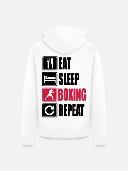 Eat-Sleep-Boxing-Repeat - Unisex Premium Bio Zip Hoodie - Weiß