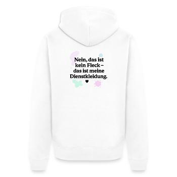Das ist kein Fleck! (schwarz & bunt) - Unisex Premium Bio Zip Hoodie - Weiß - Hinten - Thijin (182cm)