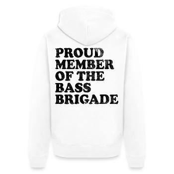 Proud Member of the Bass Brigade - schwarz - Unisex Premium Bio Zip Hoodie - Weiß - Hinten - Thijin (182cm)