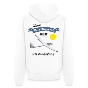 wenn mein flieger ruft - Unisex Premium Bio Zip Hoodie - Weiß - Hinten - Thijin (182cm)