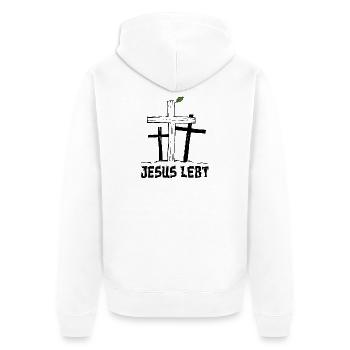 Jesus lebt - Kreuz Auferstehung Hoffnung Glaube - Unisex Premium Bio Zip Hoodie - Weiß - Hinten - Thijin (182cm)