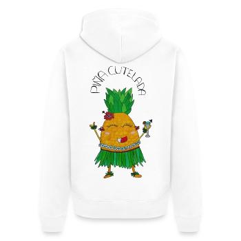 PiñaCutelada – süße Ananas mit Mocktail - Unisex Premium Bio Zip Hoodie - Weiß - Hinten - Thijin (182cm)