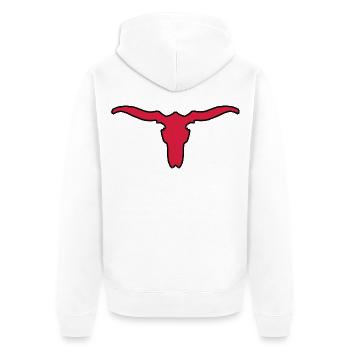 Tierschädel mit Hörnern - Unisex Premium Bio Zip Hoodie - Weiß - Hinten - Thijin (182cm)