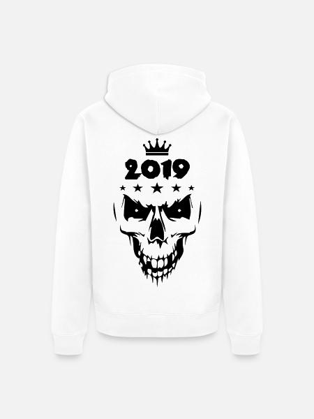 2019 Totenkopf - Unisex Premium Bio Zip Hoodie - Weiß