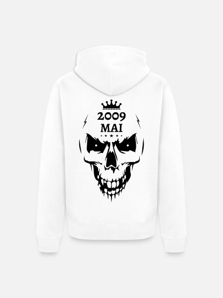 Mai 2009 Totenkopf - Unisex Premium Bio Zip Hoodie - Weiß