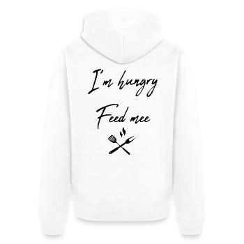 I'm hungry feed me - Unisex Premium Bio Zip Hoodie - Weiß - Hinten - Thijin (182cm)
