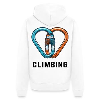 Klettern Karabiner Herz - Unisex Premium Bio Zip Hoodie - Weiß - Hinten - Thijin (182cm)