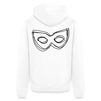 Maske handgezeichnet - Unisex Premium Bio Zip Hoodie - Weiß - Hinten - Thijin (182cm)