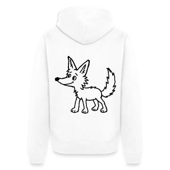 Kindliche Wolf-Kritzelei - Unisex Premium Bio Zip Hoodie - Weiß - Hinten - Thijin (182cm)