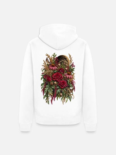 Mondlichtrosen und Wilde Blumen - Unisex Premium Bio Zip Hoodie - Weiß