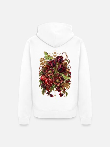 Goldene Blütenpracht - Unisex Premium Bio Zip Hoodie - Weiß