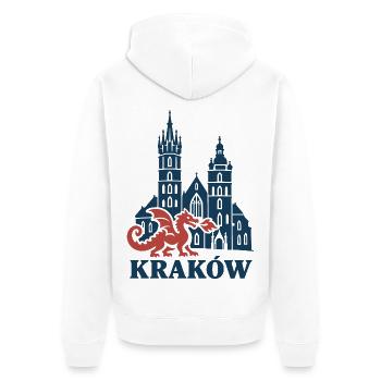 Krakauer Wawel-Drache und St.-Marien-Kirche - Unisex Premium Bio Zip Hoodie - Weiß - Hinten - Thijin (182cm)
