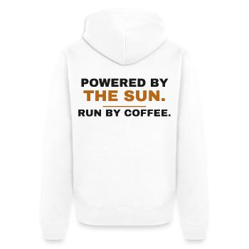 Angetrieben von der Sonne Betrieben von Kaffee - Unisex Premium Bio Zip Hoodie - Weiß - Hinten - Thijin (182cm)