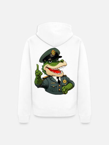 Krokodil Polizist - Unisex Premium Bio Zip Hoodie - Weiß