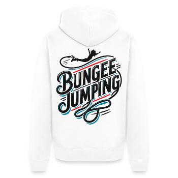  Bungee Jumper Geschenkidee, Bungy Jumps, Bungee - Unisex Premium Bio Zip Hoodie - Weiß - Hinten - Thijin (182cm)