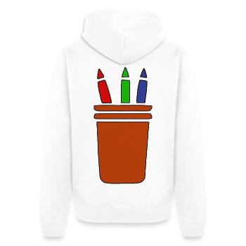 Buntstifte im Topf - Unisex Premium Bio Zip Hoodie - Weiß - Hinten - Thijin (182cm)