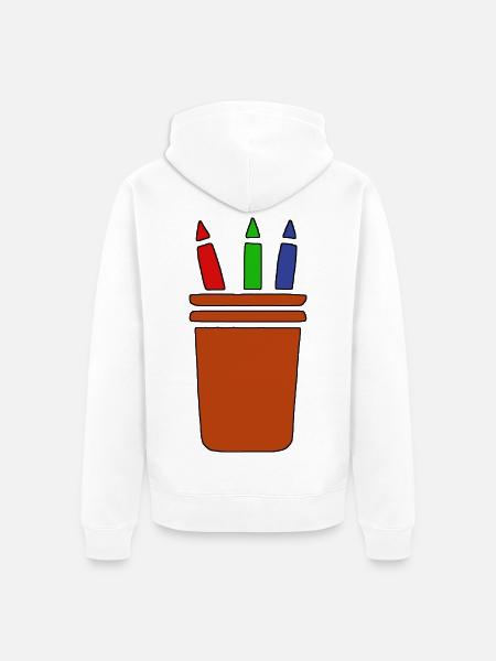 Buntstifte im Topf - Unisex Premium Bio Zip Hoodie - Weiß