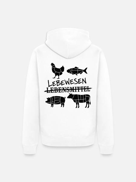 Lebewesen nicht Lebensmittel - Unisex Premium Bio Zip Hoodie - Weiß