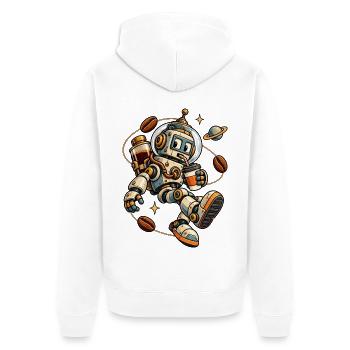 Orbit-Espresso – Kaffeeroboter im All - Unisex Premium Bio Zip Hoodie - Weiß - Hinten - Thijin (182cm)