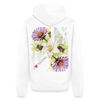 Nature_-4500_x_5400_px- - Unisex Premium Bio Zip Hoodie - Weiß - Hinten - Thijin (182cm)