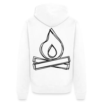 Lagerfeuer handgezeichnet - Unisex Premium Bio Zip Hoodie - Weiß - Hinten - Thijin (182cm)