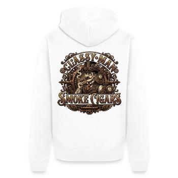 Classy Men Smoke Cigars - Unisex Premium Bio Zip Hoodie - Weiß - Hinten - Thijin (182cm)