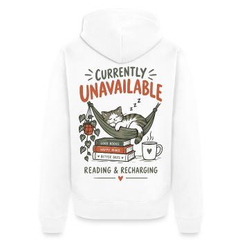 Kuscheliges Lesen in der Hängematte - Unisex Premium Bio Zip Hoodie - Weiß - Hinten - Thijin (182cm)
