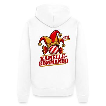 Kamelle-Kommando Karneval-T-Shirt - Unisex Premium Bio Zip Hoodie - Weiß - Hinten - Thijin (182cm)