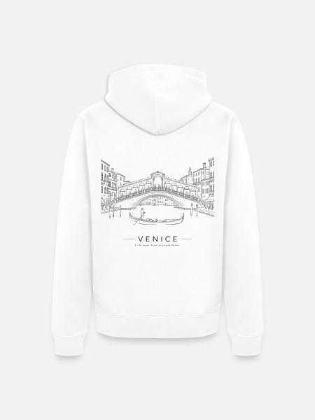 Venedig Rialto-Brücke - Unisex Premium Bio Zip Hoodie - Weiß