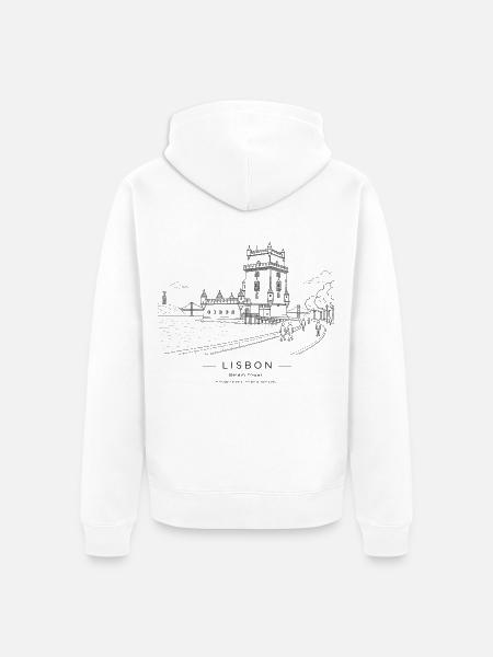 Lissabonner Belem-Turm - Unisex Premium Bio Zip Hoodie - Weiß