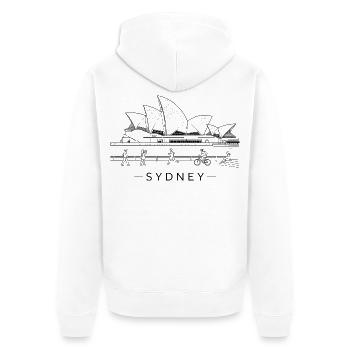 Sydney Opernhaus Linienkunst - Unisex Premium Bio Zip Hoodie - Weiß - Hinten - Thijin (182cm)