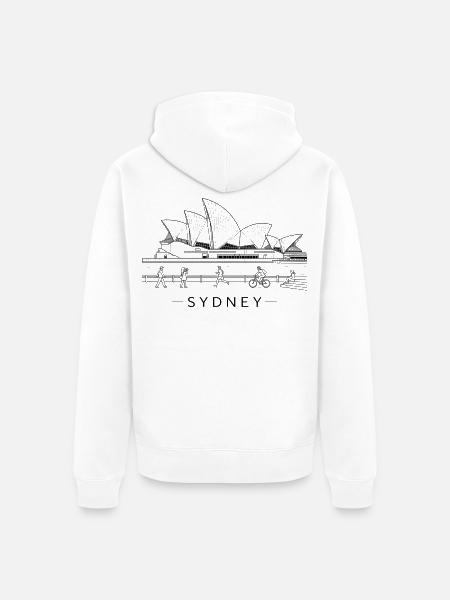 Sydney Opernhaus Linienkunst - Unisex Premium Bio Zip Hoodie - Weiß