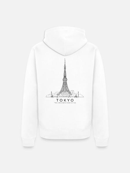 Tokyo Tower Line Art - Unisex Premium Bio Zip Hoodie - Weiß