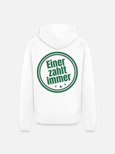 Einer zahlt immer Steuerzahler - Unisex Premium Bio Zip Hoodie - Weiß