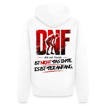 DNF ist nicht das Ende - Läufer Motivation - Unisex Premium Bio Zip Hoodie - Weiß - Hinten - Thijin (182cm)