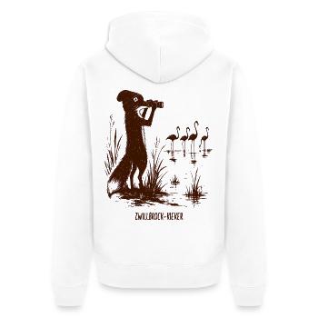 Zwillbrock-Kieker Fuchs Flamingo - Unisex Premium Bio Zip Hoodie - Weiß - Hinten - Thijin (182cm)