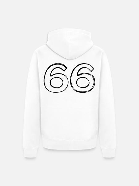 Zahl 66 handgezeichnet - Unisex Premium Bio Zip Hoodie - Weiß