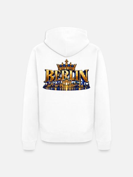 Berlin Kronen Skyline - Unisex Premium Bio Zip Hoodie - Weiß