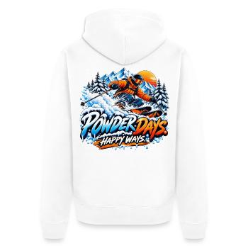 Powder Days Snow Vibe - Wintersport - Unisex Premium Bio Zip Hoodie - Weiß - Hinten - Thijin (182cm)