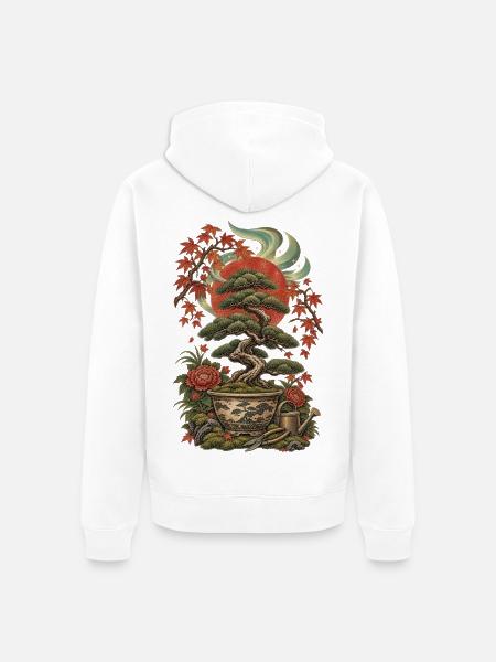 Japanische Bonsai Master Schnittscheren - Unisex Premium Bio Zip Hoodie - Weiß