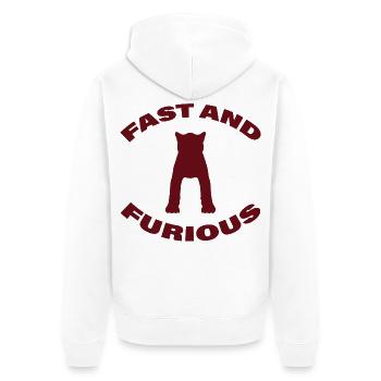 FAST - Unisex Premium Bio Zip Hoodie - Weiß - Hinten - Thijin (182cm)