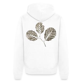 Blätter Erle / Erlenzweig - Botanik & Natur - Unisex Premium Bio Zip Hoodie - Weiß - Hinten - Thijin (182cm)