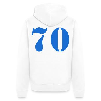 70 - Unisex Premium Bio Zip Hoodie - Weiß - Hinten - Thijin (182cm)