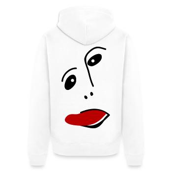 Ecce Homo streckt die Zunge heraus - Unisex Premium Bio Zip Hoodie - Weiß - Hinten - Thijin (182cm)