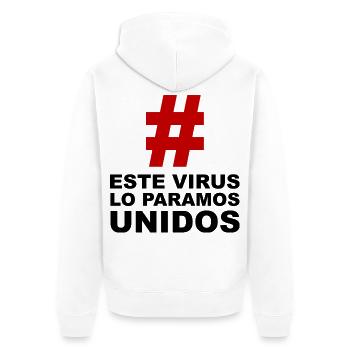 Wir stoppen dieses Virus gemeinsam - Unisex Premium Bio Zip Hoodie - Weiß - Hinten - Thijin (182cm)
