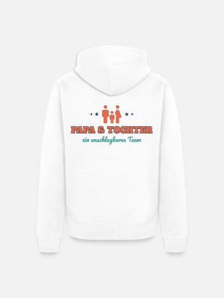 Papa & Tochter – ein unschlagbares Team - Unisex Premium Bio Zip Hoodie - Weiß