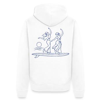 Tanz auf einem Brett, in der Sonne. - Unisex Premium Bio Zip Hoodie - Weiß - Hinten - Thijin (182cm)