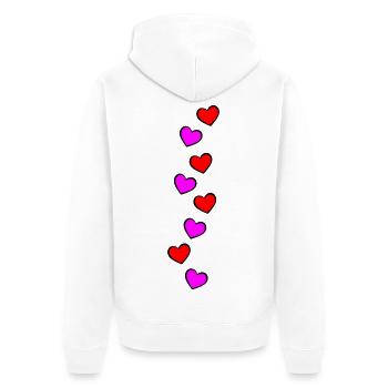 Herzen Rot Pink Vertikal Symbol - Unisex Premium Bio Zip Hoodie - Weiß - Hinten - Thijin (182cm)
