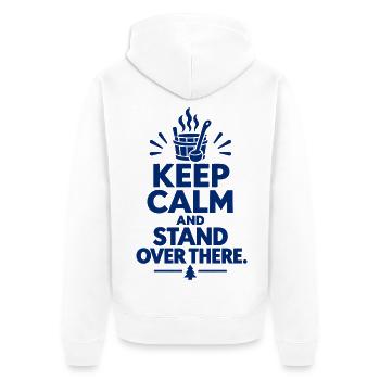 Bleib ruhig und stell dich dort hin – Suomi-huumori - Unisex Premium Bio Zip Hoodie - Weiß - Hinten - Thijin (182cm)